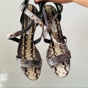 Manolo Blahnik Snakeskin Strappy Heels